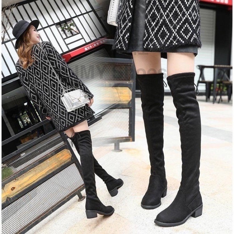加大36-43碼小資女平價款 秋冬必備過膝靴【台灣現貨快速出貨】好駕馭跟高 襪套靴 長靴 長筒靴 過膝靴 高筒靴 低跟靴
