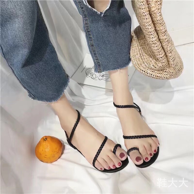 涼鞋女、台灣現貨7折、強檔熱賣性感繞帶涼鞋、女鞋平底涼鞋、編織涼鞋、綁帶涼鞋