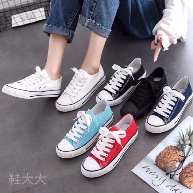 35~44大尺碼男女帆布鞋、女平底經典學生板鞋、ins街拍原宿小白鞋、韓版ulzzang布鞋