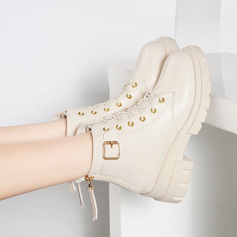 實拍免運 韓版真皮馬丁靴 英倫風 厚底馬丁靴 圓頭粗跟 馬丁靴 拉鏈靴子 百搭 增高靴 短靴 裸靴 中筒靴 防水防滑